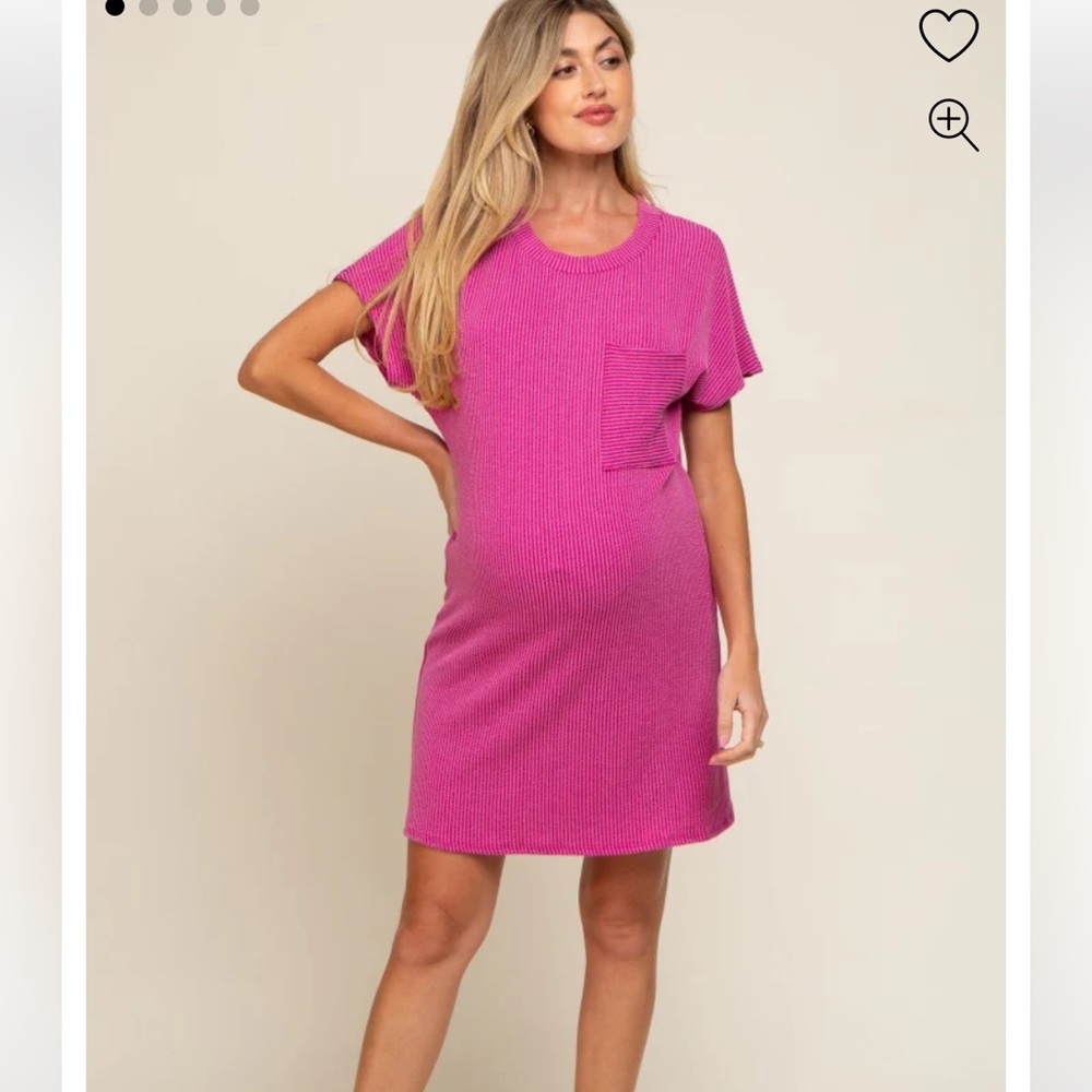 Maternity pink ribbed dress